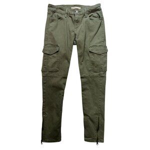 Levis Womens 711 Skinny Cargo Pants Size 26 Olive Green Ankle Zip Casual Classic